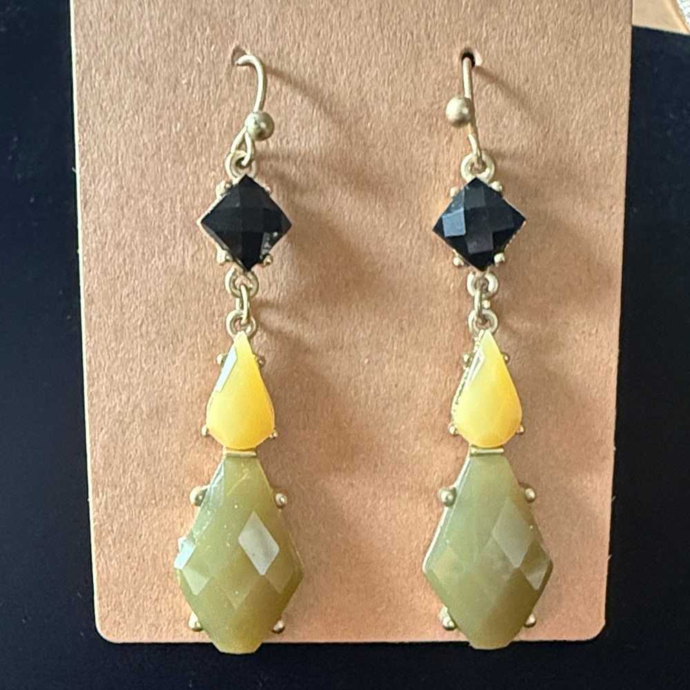 Elegant Black and Yellow Dangle Earrings